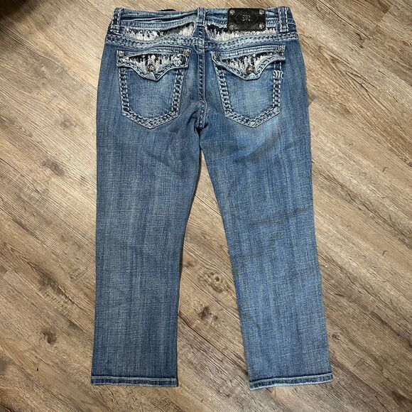 Miss Me Capri Jeans Size 31 JE5146P6 Dark Wash Mid Rise - Picture 2 of 8